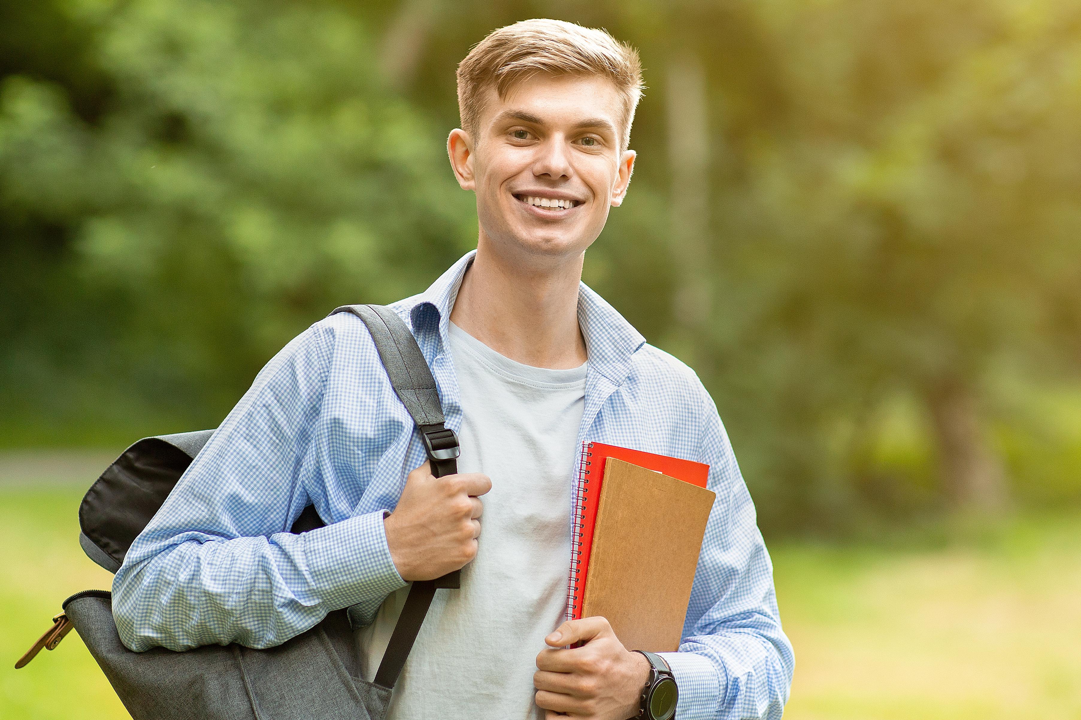 male college student outdoors